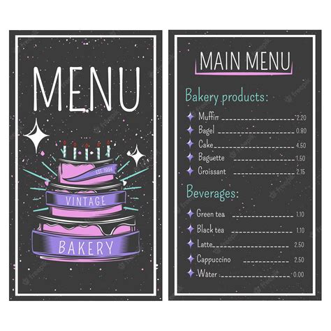 Free Vector | Bakery menu