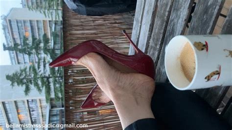 Watch Louboutins On The Balcony With Large Nails And Arched Soles Porn