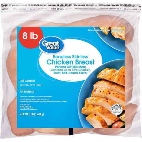 Great Value Boneless Skinless Chicken Breast Fillets 8 Lb Frozen