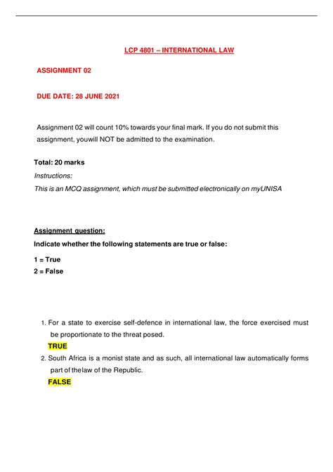 Lcp4801 Quiz 2024 Assignment 1 Due 10 Mar 2024 Semester 1 100