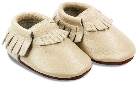 Mini Moccs Bibalou En Cuir Souple Couleur Ivoire