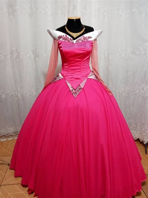 Disney Cosplay Aurora Pink Dress Costume Adult Customade Etsy