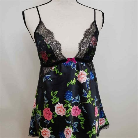 Victoria S Secret Black Floral Lingerie Set Sz M Gem