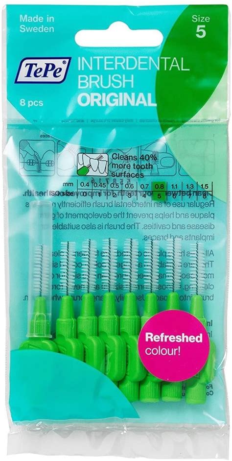 Tepe Interdental Brush 04mm 15mm 8 Packs Green Dental