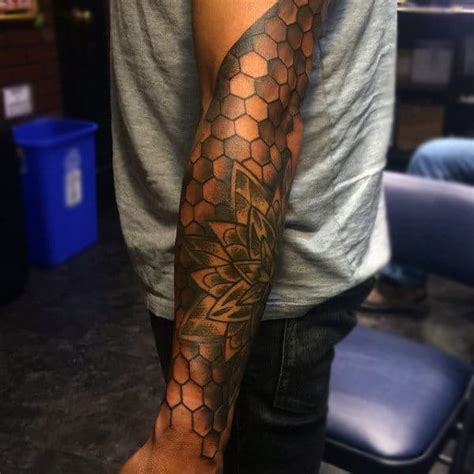 80 Honeycomb Tattoo Designs For Men Hexagon Ink Ideas