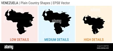 Venezuela Plain Country Shape Low Medium And High Detailed Maps Of