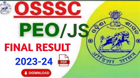 FINALLY ପରକଶ ପଇଲ OSSSC PEO JUNIOR ASSISTANT RESULTCHECK MERIT