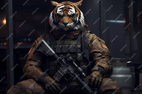 Premium Ai Image Feral Warfare The Tiger Soldier Unleashed
