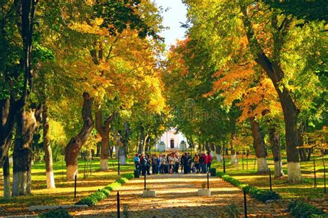 Grandes Parque Y Gente Otoñales En La Excursión En El Estado Histórico