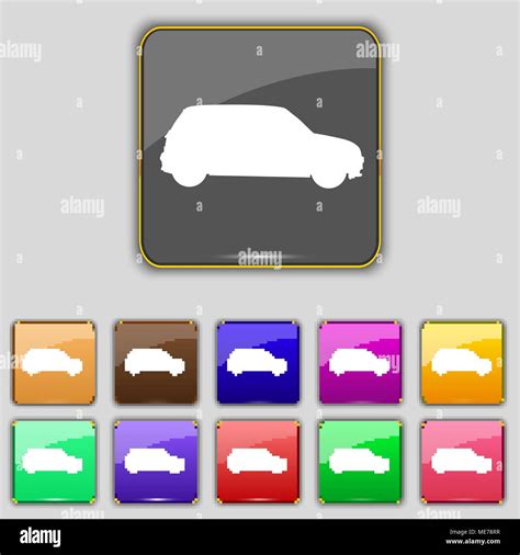 Jeep Icon Sign Set With Eleven Colored Buttons For Your Site Vector