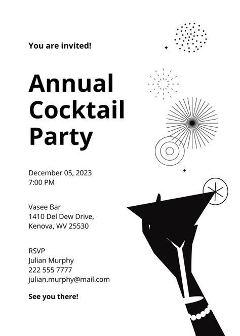 Free Black And White Party Invitation Template To Edit Online