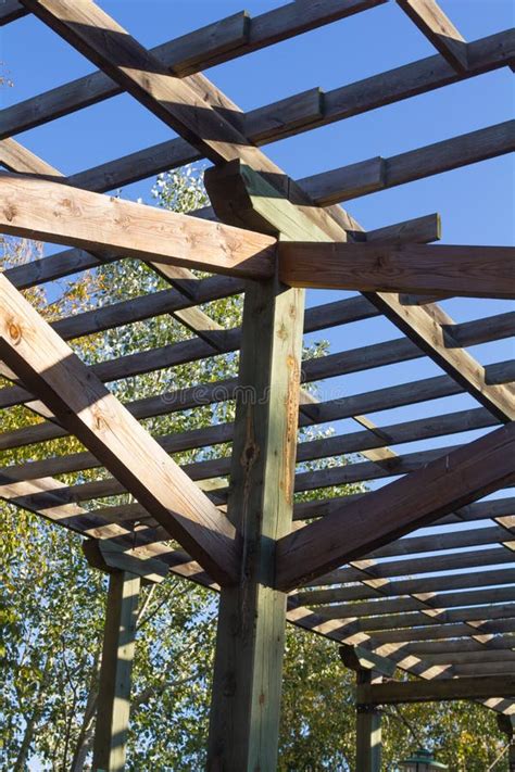 Structure Of Wood For Climbing Plants Stock Image Image Of Fence