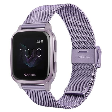 TRUMiRR Woven Stainless Steel Watch Band For Garmin Venu Sq Orchid Purple