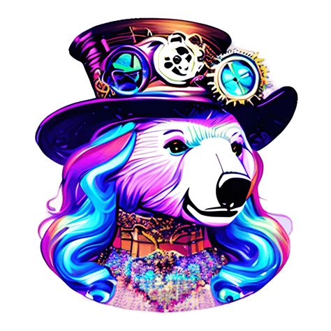 Steampunk Polar Bear Old Fashioned Top Hat Cartoon · Creative Fabrica