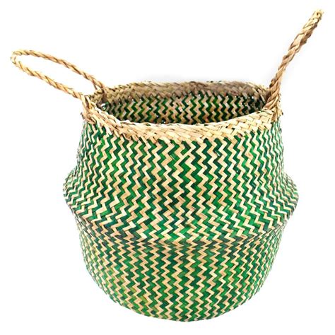 Woven Seagrass Basket Natural Green Cm