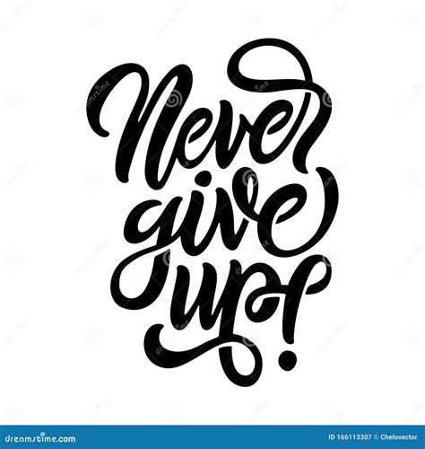 Never Give Up Motivational Calligraphy Poster T Shirt Design Vector