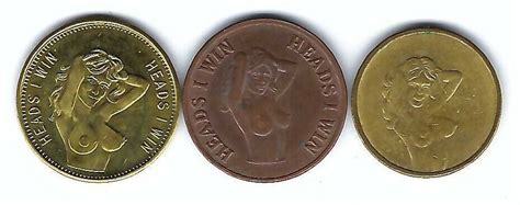 Vintage Nude Busty Woman Heads Tails Adult Peepshow Good For Coins Tokens Xxxx