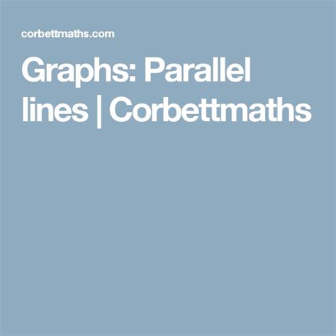 Graphs Parallel Lines Corbettmaths Graphing Parallel Lines