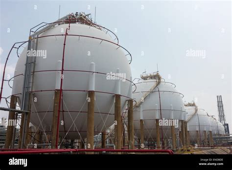 Spherical Tanks Under Cloudy Weather Stock Photo Alamy