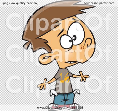 Clipart of a Cartoon Broke Boy with Empty Turned out Pockets - Royalty ...