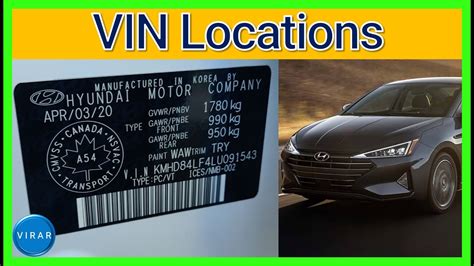 VIN Locations Hyundai Elantra 2019 2020 YouTube