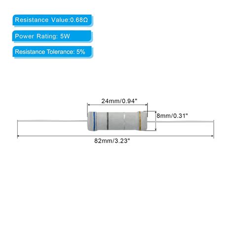 PATIKIL Resistencia de película de carbono de 5 vatios y 0 68 ohmios