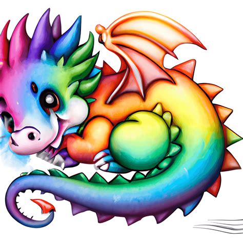 Cute Rainbow Dragon Watercolor Clipart · Creative Fabrica