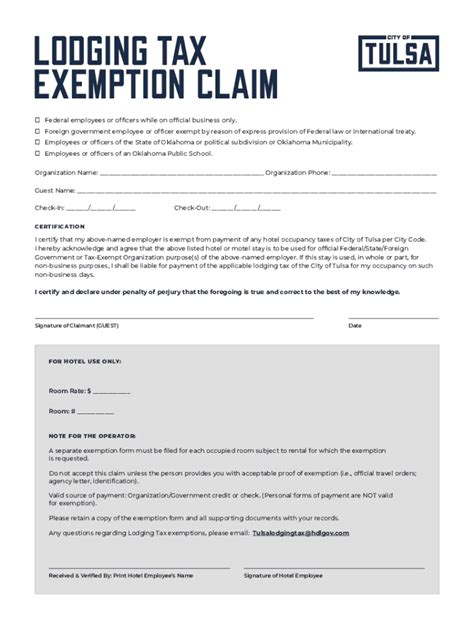 Fillable Online Lodging Tax Exemption Claim Fax Email Print Pdffiller