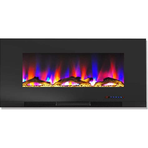 Cambridge In Wall Mount Electric Fireplace In Black With Multi