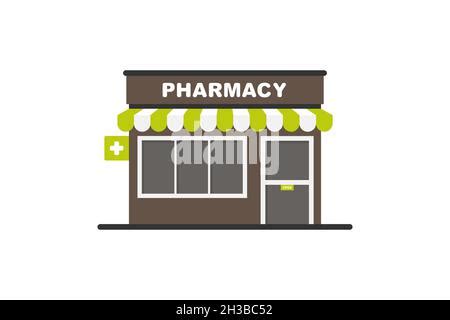 Pharmacy Interior Graphic Store Shop Black White Sketch Illustration