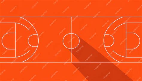 Minimalist Orange Illustration Of A Basketball Court Design Generative