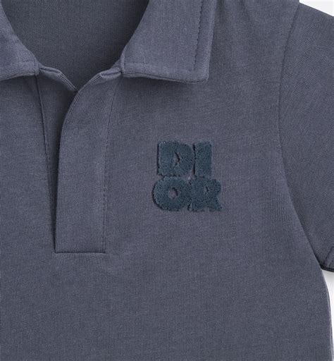 Рубашка поло для малышей Хлопковый трикотаж темно-синего цвета | DIOR