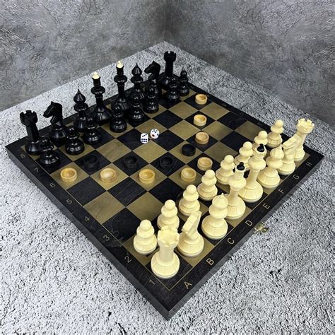 Игра 3 в 1 Шашки + Нарды + Шахматы "Айвенго" черное золото (дерево ...