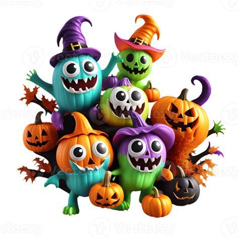 Happy Halloween Day Clipart, Halloween Monsters Characters, Generative ...