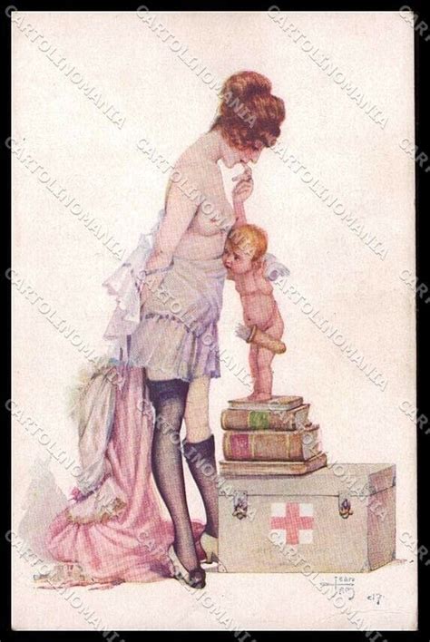 Artist Signed J Tam Risque Nude Lady Propaganda WW CORNER CREASED Pc