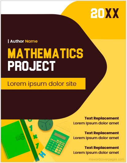 Mathematics Project Front Page Design Ms Word Cover Page Templates