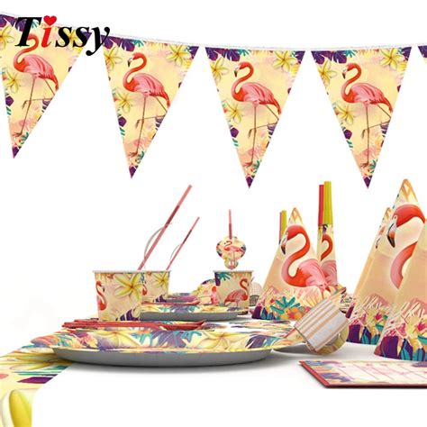 1pack Flamingo Series Disposable Tableware Paper Material Diy Wedding