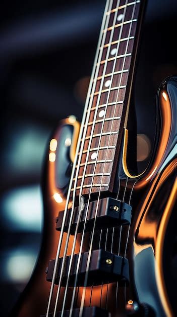 Premium Photo String Symphony Close Up Bass Guitar Detail