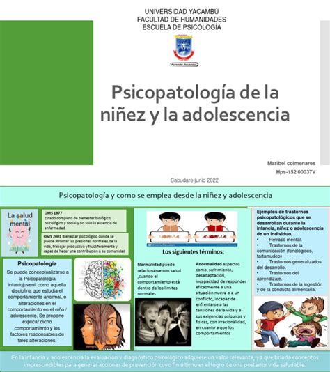 Infografia De Psicopatologia De La Niñez Y Adolesc Pdf Psicopatología Comportamiento