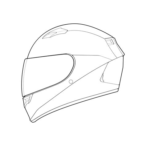 Template Helmet Full Face Line Art Helmet Vector Illustration Line