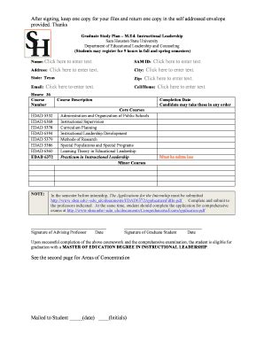 Fillable Online Shsu Med Sample Study Plan Sam Houston State