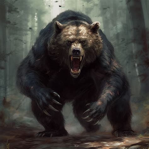 A Painting Of A Grizzly Bear In A Forest Dyretatoveringer Dyr Galleri