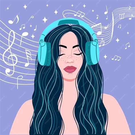 Premium Vector The Girl With Headphones Listening Music Meditation Vector