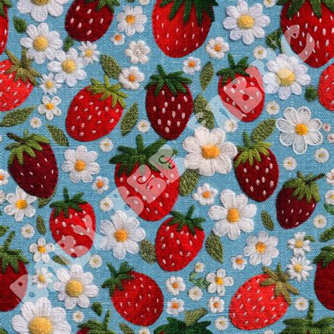 Strawberry Embroidery Baby Bee Fabric