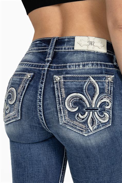 Silver Sequins Fleur De Lis Bootcut Jeans Miss Me