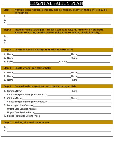 Simple Site Specific Safety Plan Template