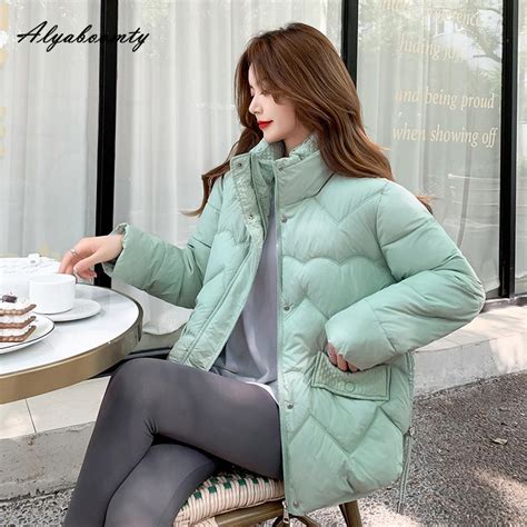 Kaufe Koreanische Mode Herbst Winter Frauen Solid Parka Daunen