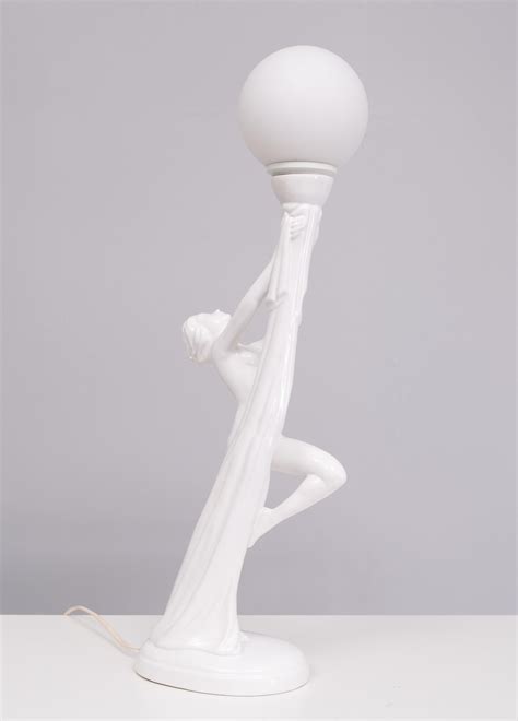 Art Deco White Ceramic Naked Woman Lamp Globe Italy S For Sale At Stdibs