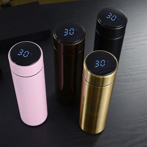 500ml Stainless Steel Vacuum Flask Coffee Cup With LED Thermal Bottle