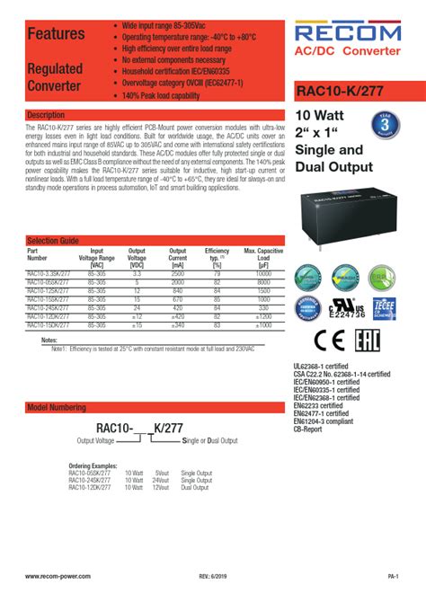 Rac Sk Datasheet Pdf Ac Dc Converter